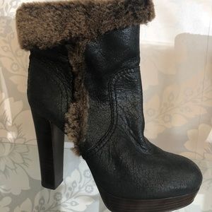 TORY BURCH Black Leather Platform Ankle Boots